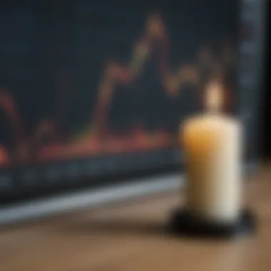 A visual representation of a doji candle on a price chart showcasing indecision